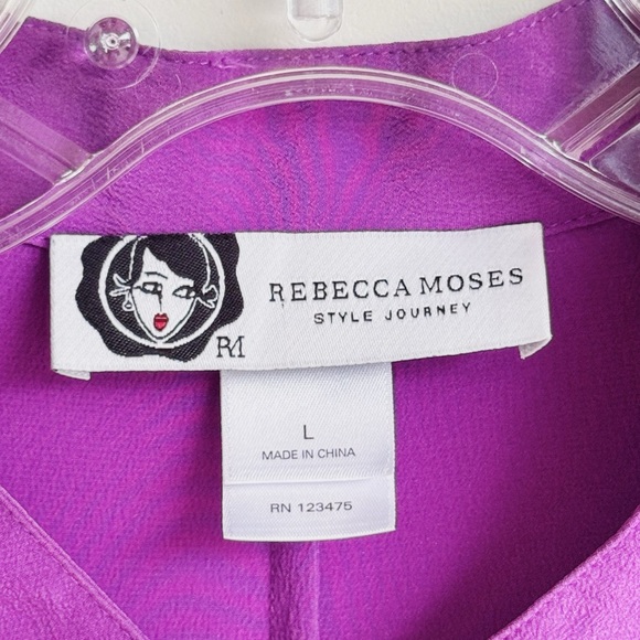 REBECCA MOSES Women's Silk Fuchsia Tunic Large - Picture 6 of 7